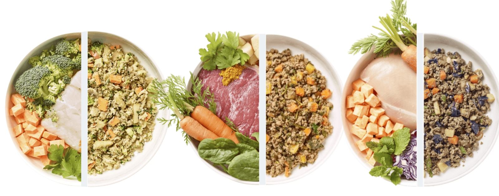 Different Dog meals: Stay Supple Fish Supper, Braised Beef, and Chicken Casserole.