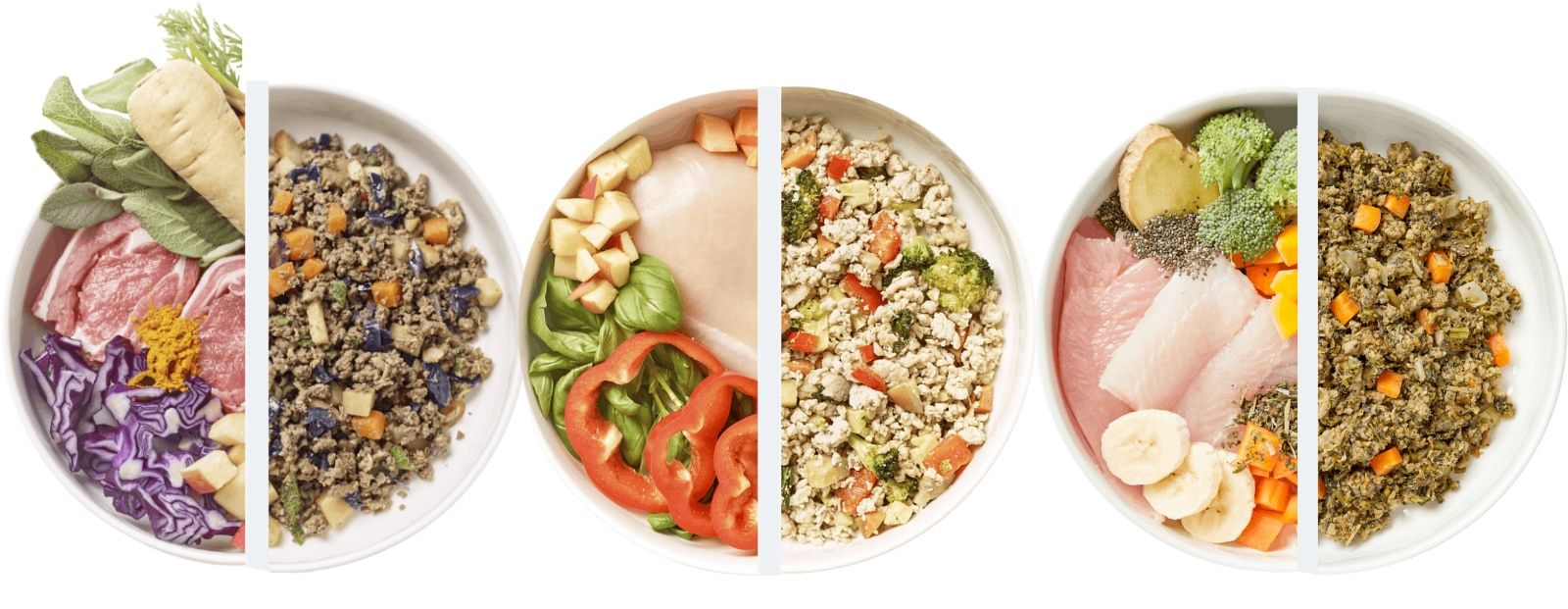 Different Dog meals: Lamb Hotpot, Pawfect Picnic, and Low Purine / Low Phosphorus.