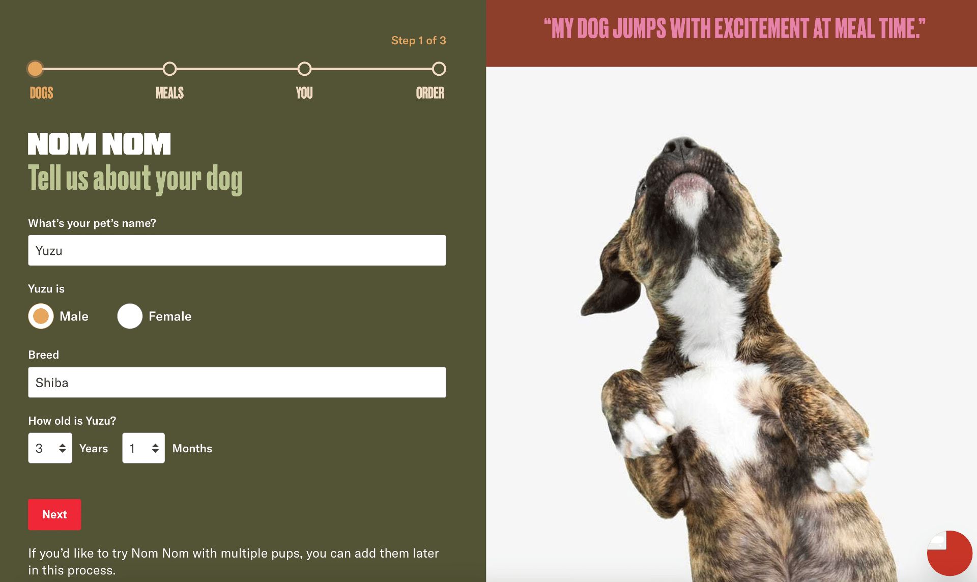 Nom Nom dog food survey